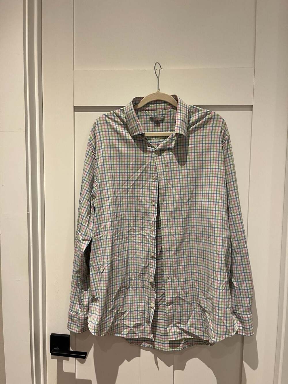 Peter Millar Wicking Performance Plaid Button Down Shirt XL